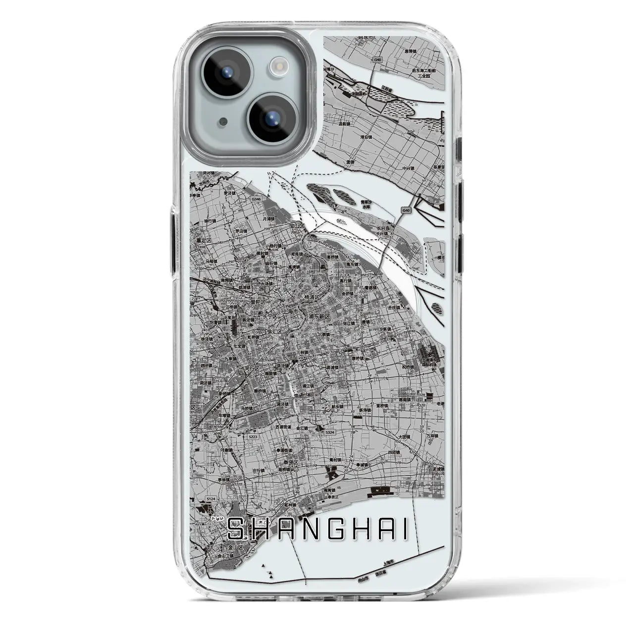 【上海2(中華人民共和国)】地図柄iPhoneケース(MagSafeタイプ)