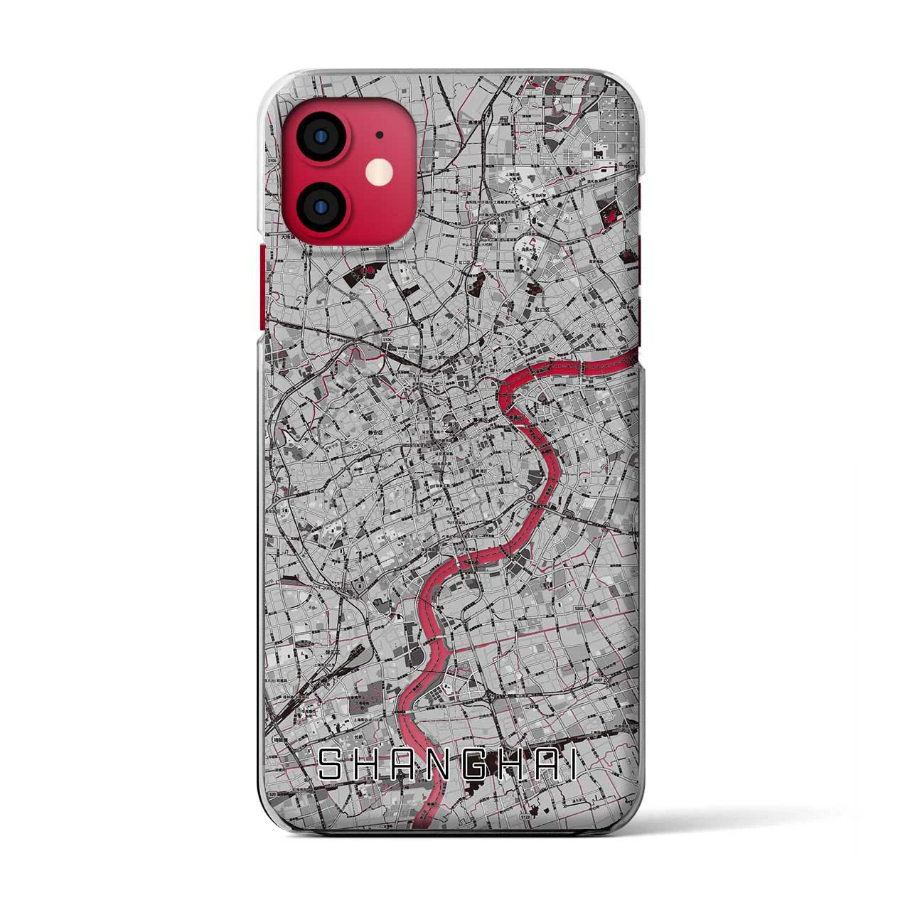 【上海(中華人民共和国)】地図柄iPhoneケース(クリアタイプ)モノトーン・iPhone 11 用