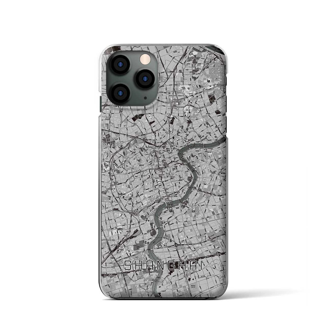 【上海(中華人民共和国)】地図柄iPhoneケース(クリアタイプ)モノトーン・iPhone 11 Pro 用