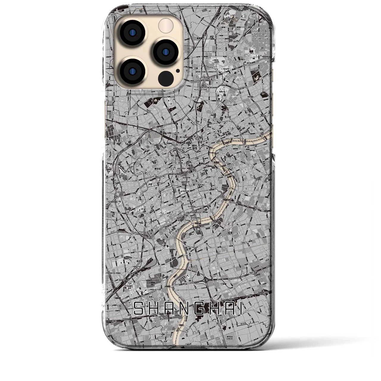 【上海(中華人民共和国)】地図柄iPhoneケース(クリアタイプ)モノトーン・iPhone 12 Pro Max 用