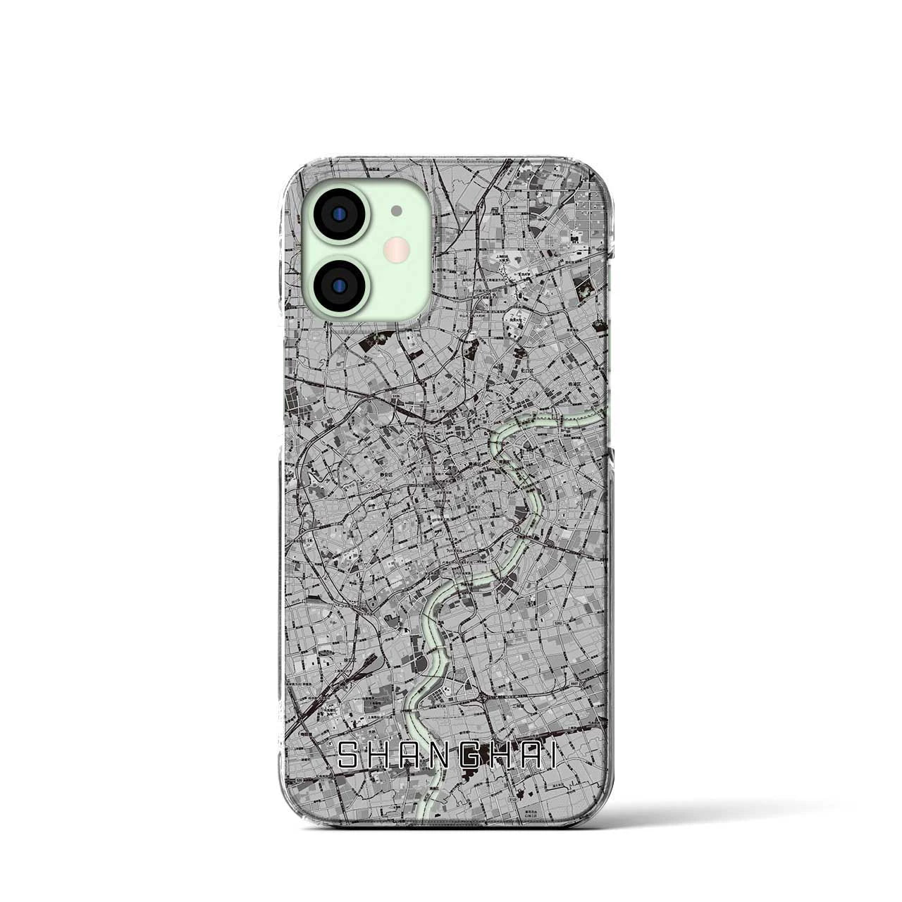 【上海(中華人民共和国)】地図柄iPhoneケース(クリアタイプ)モノトーン・iPhone 12 mini 用