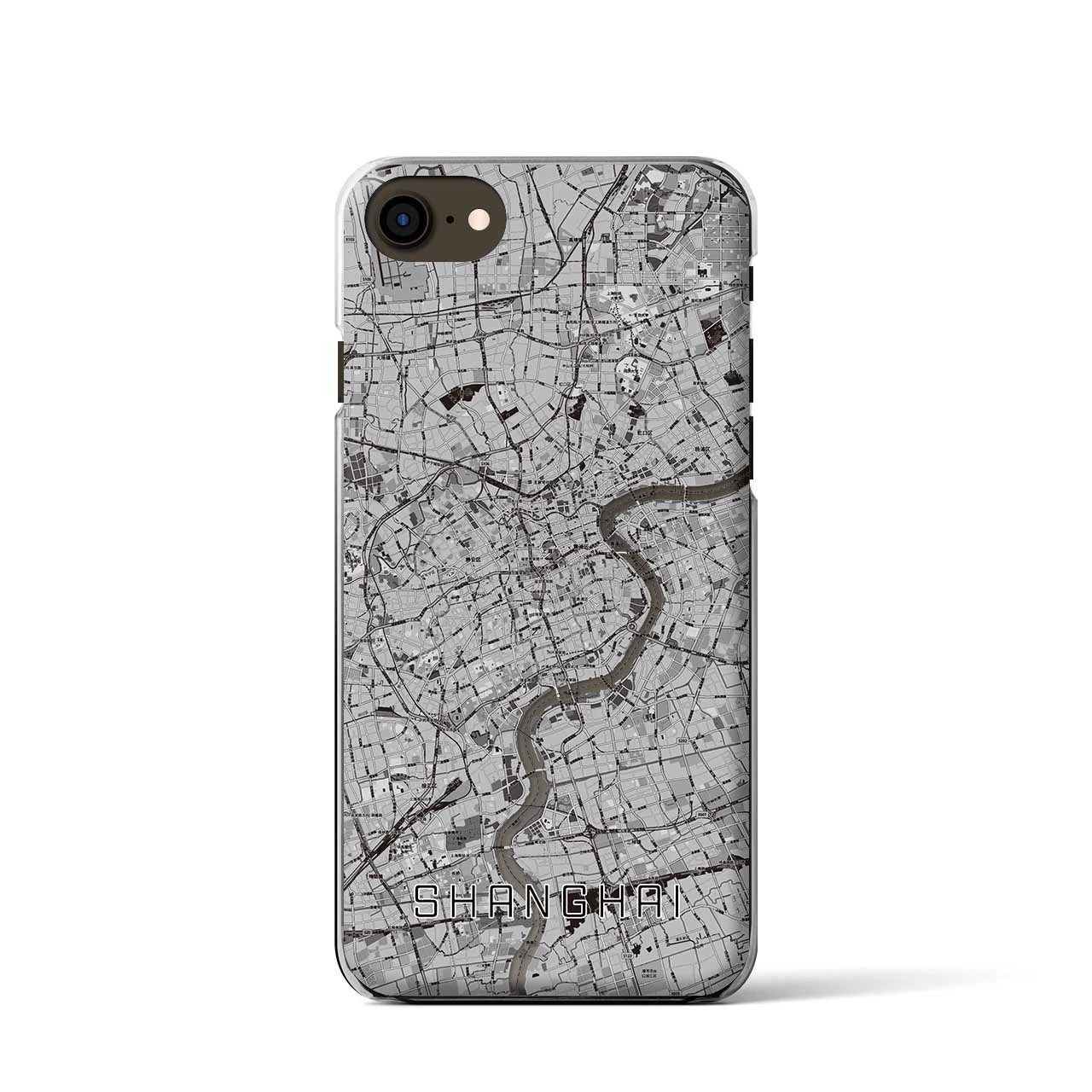 【上海(中華人民共和国)】地図柄iPhoneケース(クリアタイプ)モノトーン・iPhone SE(第3 / 第2世代) / 8 / 7 / 6s / 6 用