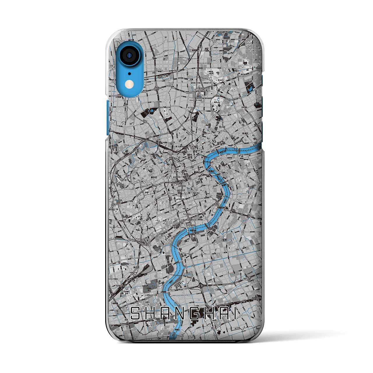 【上海(中華人民共和国)】地図柄iPhoneケース(クリアタイプ)モノトーン・iPhone XR 用