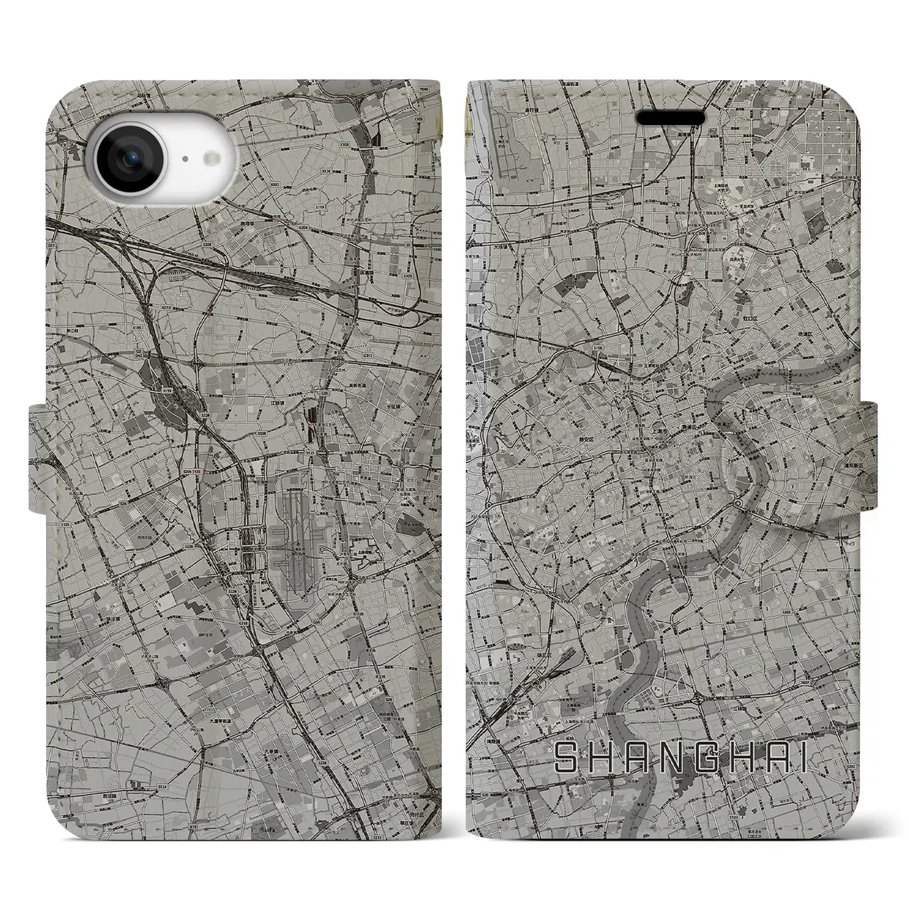 【上海(中華人民共和国)】地図柄iPhoneケース(手帳タイプ)