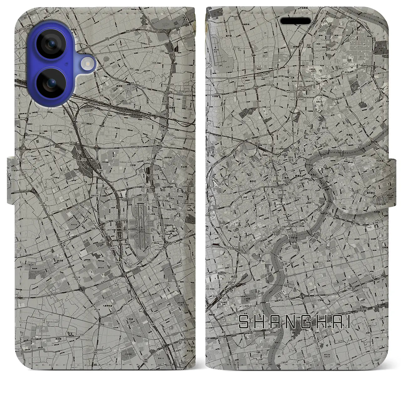 【上海(中華人民共和国)】地図柄iPhoneケース(手帳タイプ)