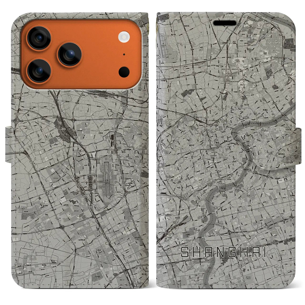 【上海(中華人民共和国)】地図柄iPhoneケース(手帳タイプ)