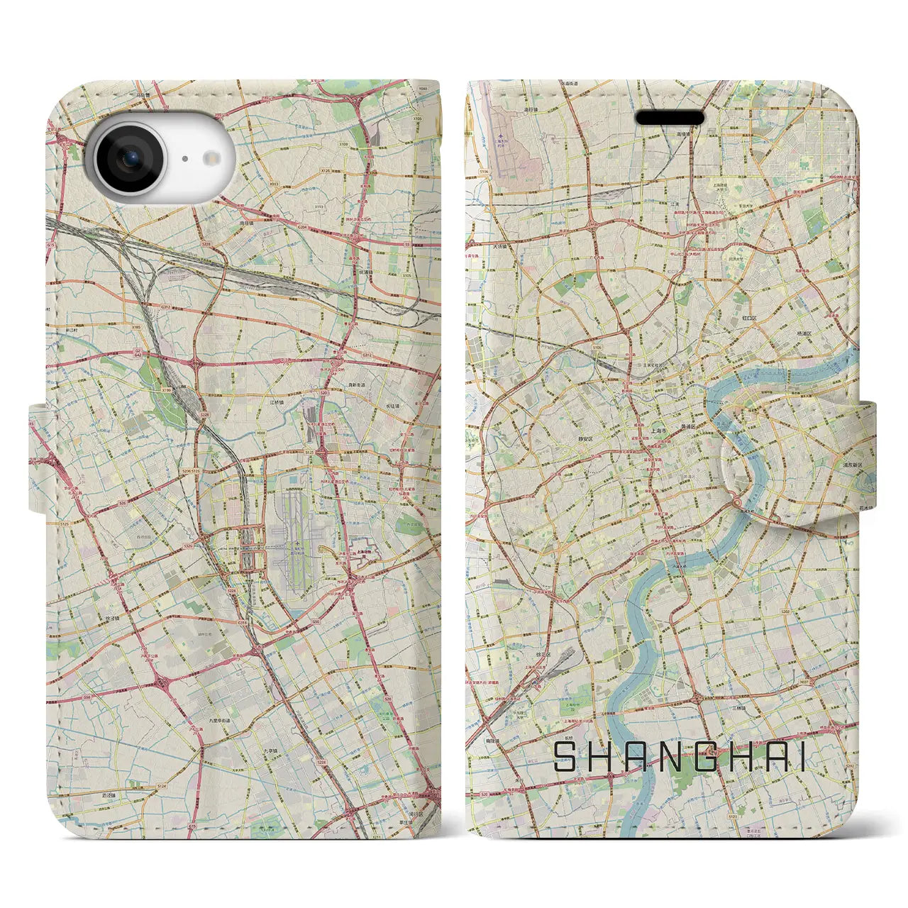 【上海(中華人民共和国)】地図柄iPhoneケース(手帳タイプ)