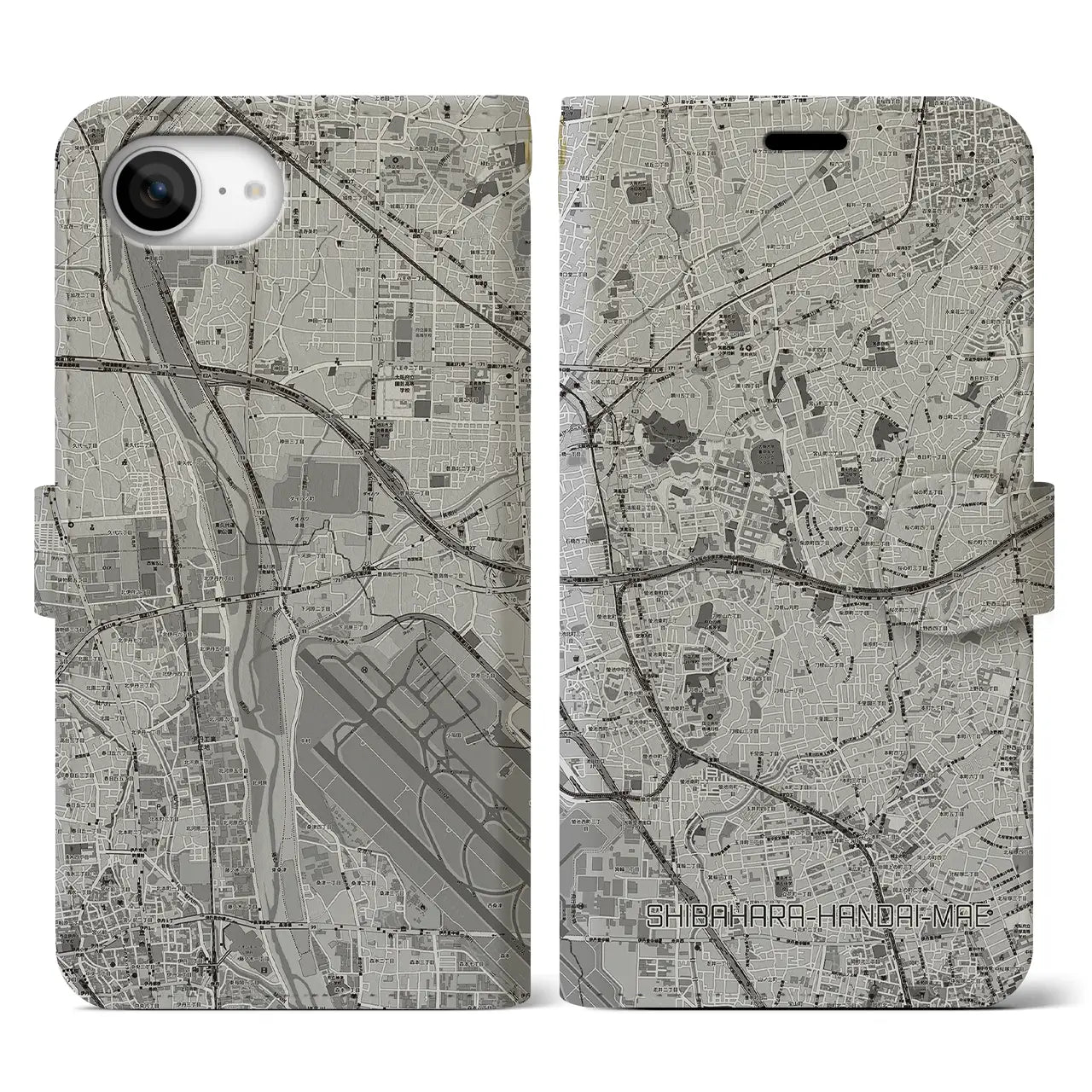 【柴原阪大前(大阪府)】地図柄iPhoneケース(手帳タイプ)