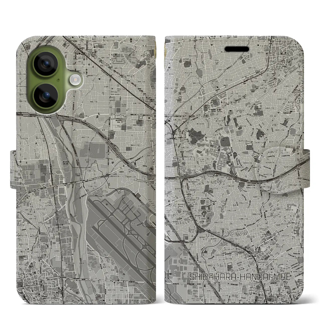 【柴原阪大前(大阪府)】地図柄iPhoneケース(手帳タイプ)