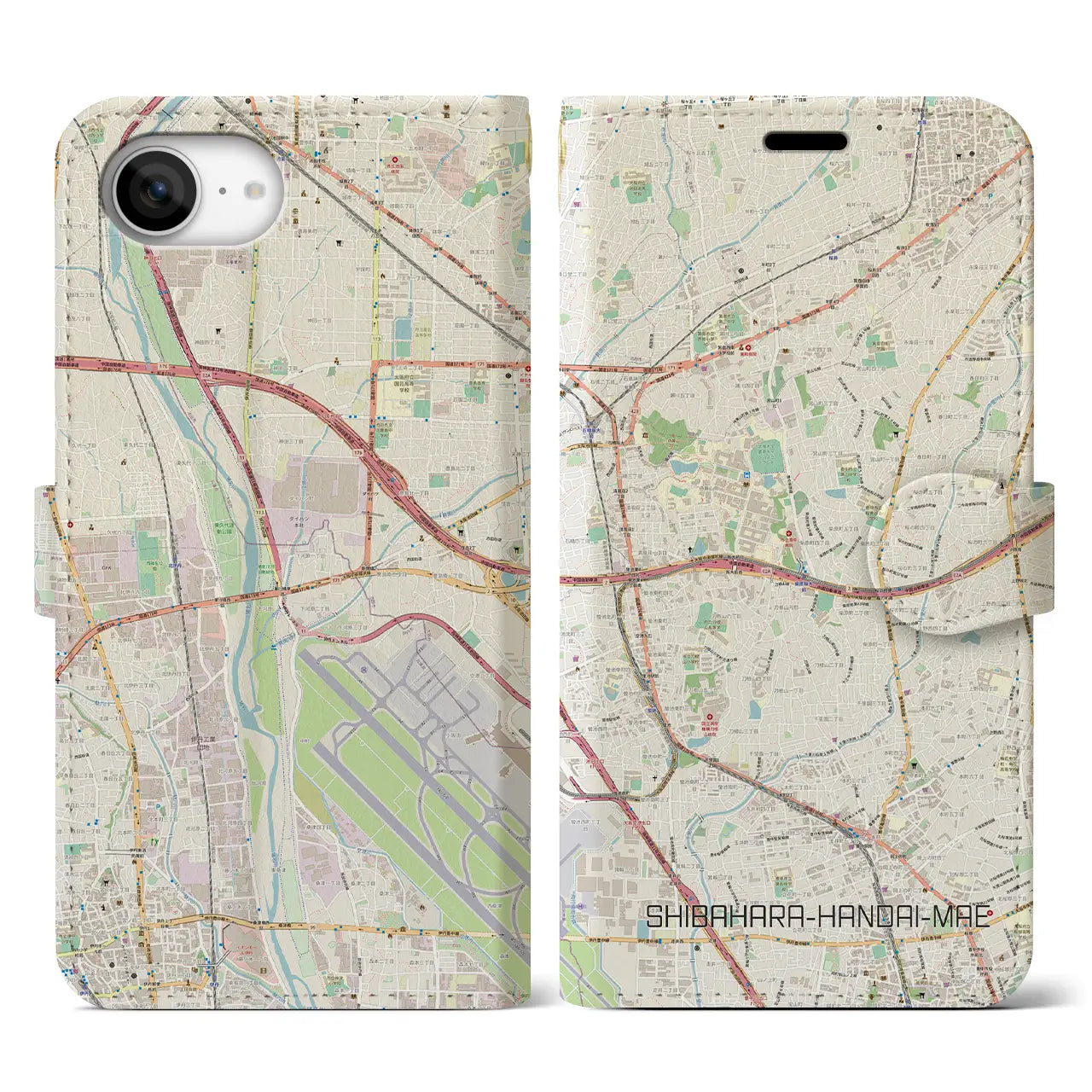 【柴原阪大前(大阪府)】地図柄iPhoneケース(手帳タイプ)