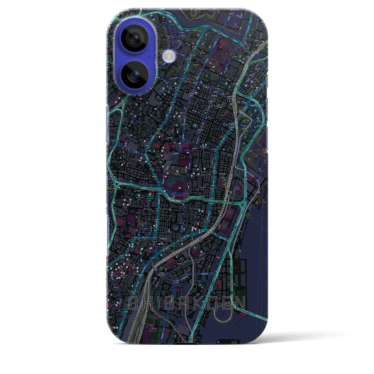 【芝公園(東京都)】地図柄iPhoneケース(バックカバータイプ)