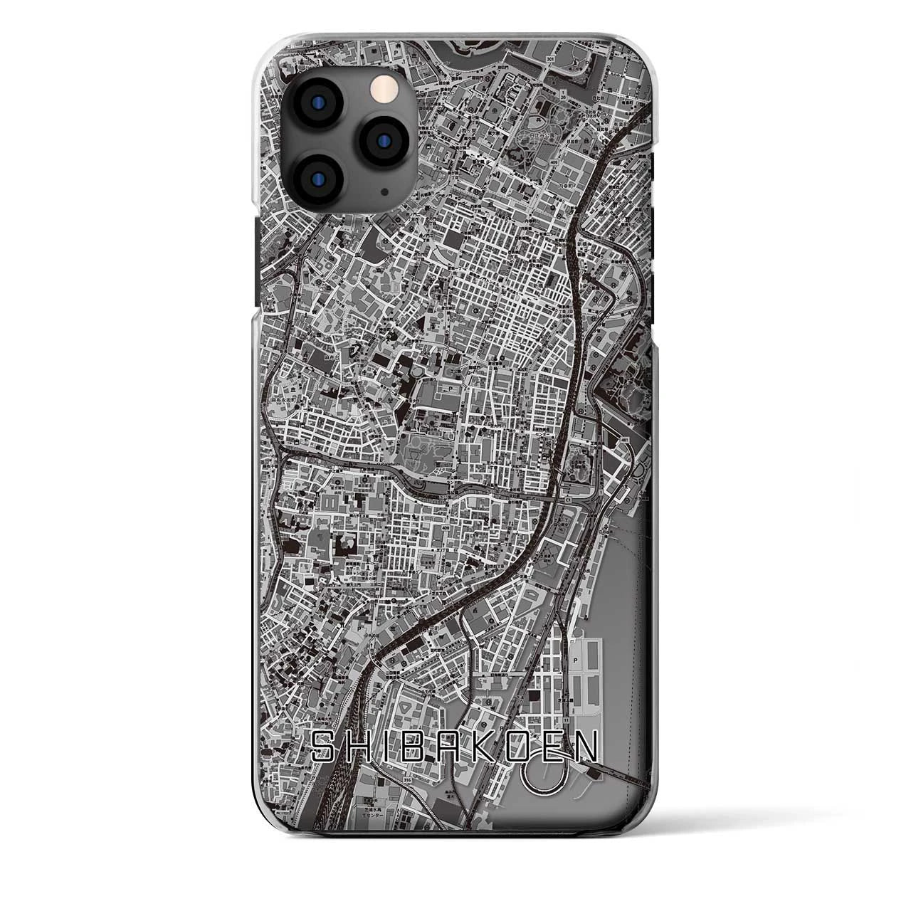【芝公園(東京都)】地図柄iPhoneケース(クリアタイプ)モノトーン・iPhone 11 Pro Max 用