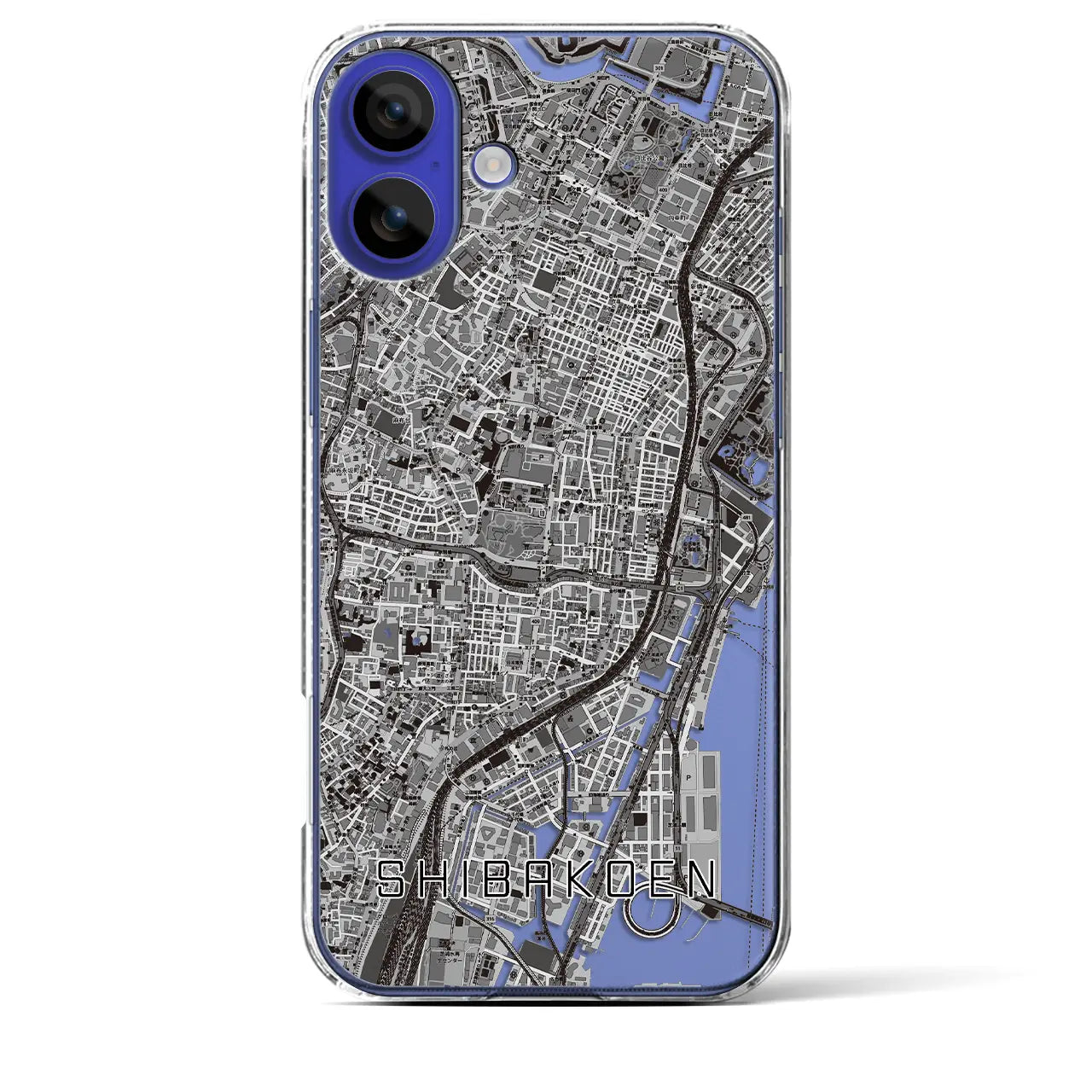 【芝公園(東京都)】地図柄iPhoneケース(クリアタイプ)モノトーン・iPhone 16 Pro Max 用