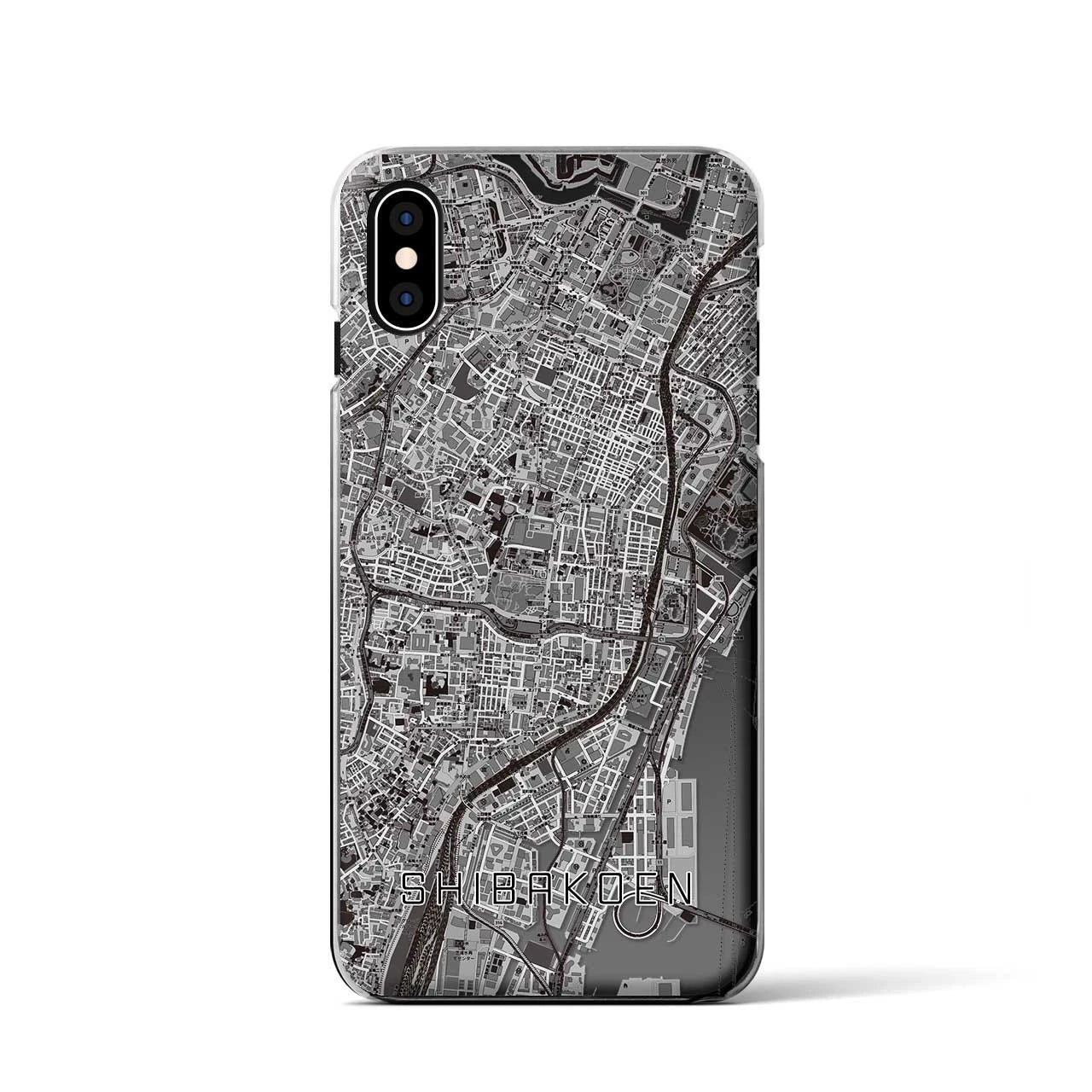 【芝公園(東京都)】地図柄iPhoneケース(クリアタイプ)モノトーン・iPhone XS / X 用