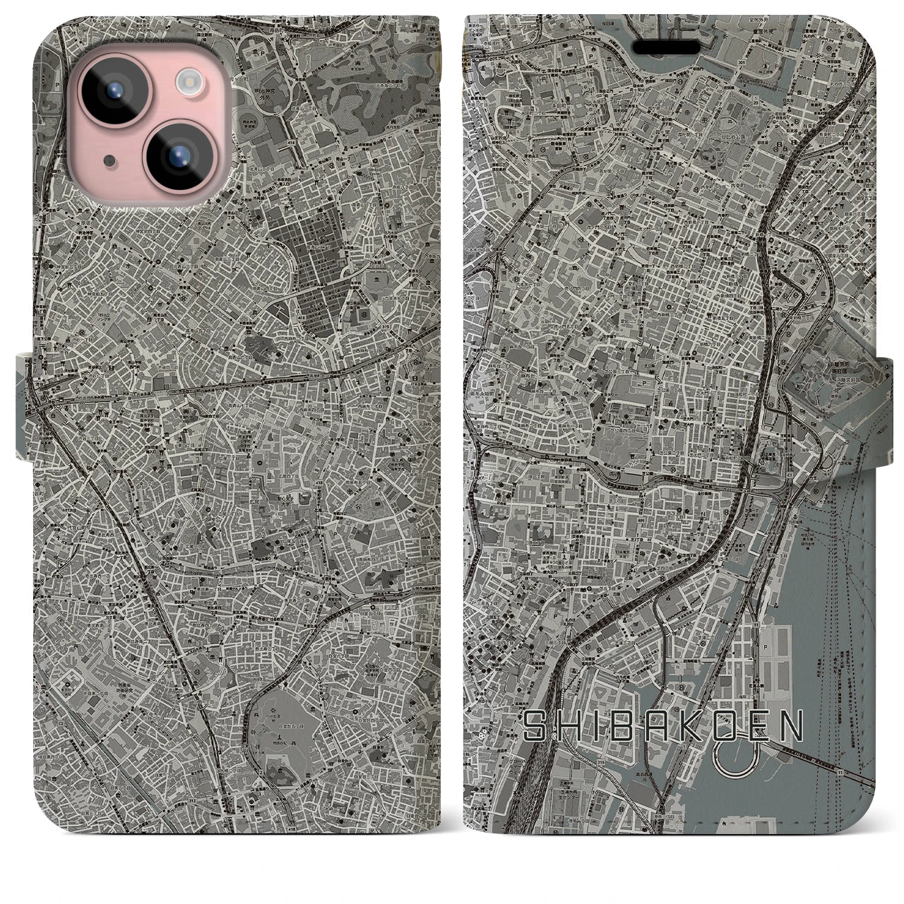 【芝公園(東京都)】地図柄iPhoneケース(手帳タイプ)