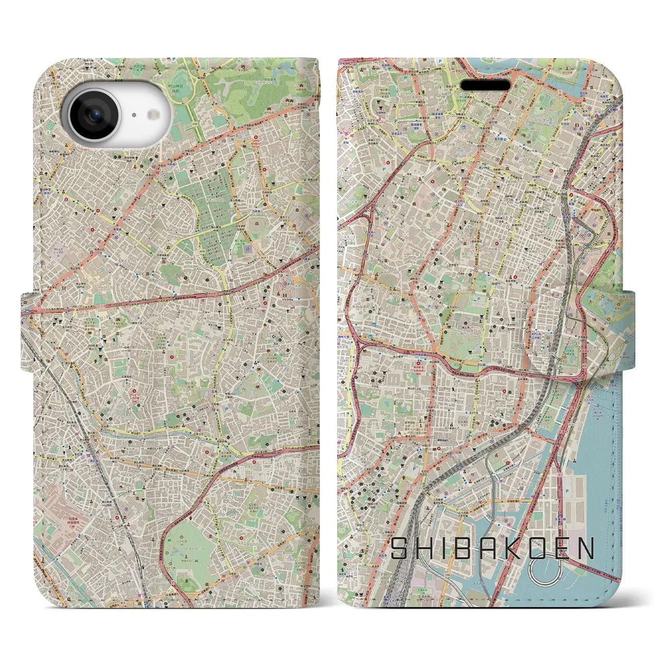 【芝公園(東京都)】地図柄iPhoneケース(手帳タイプ)