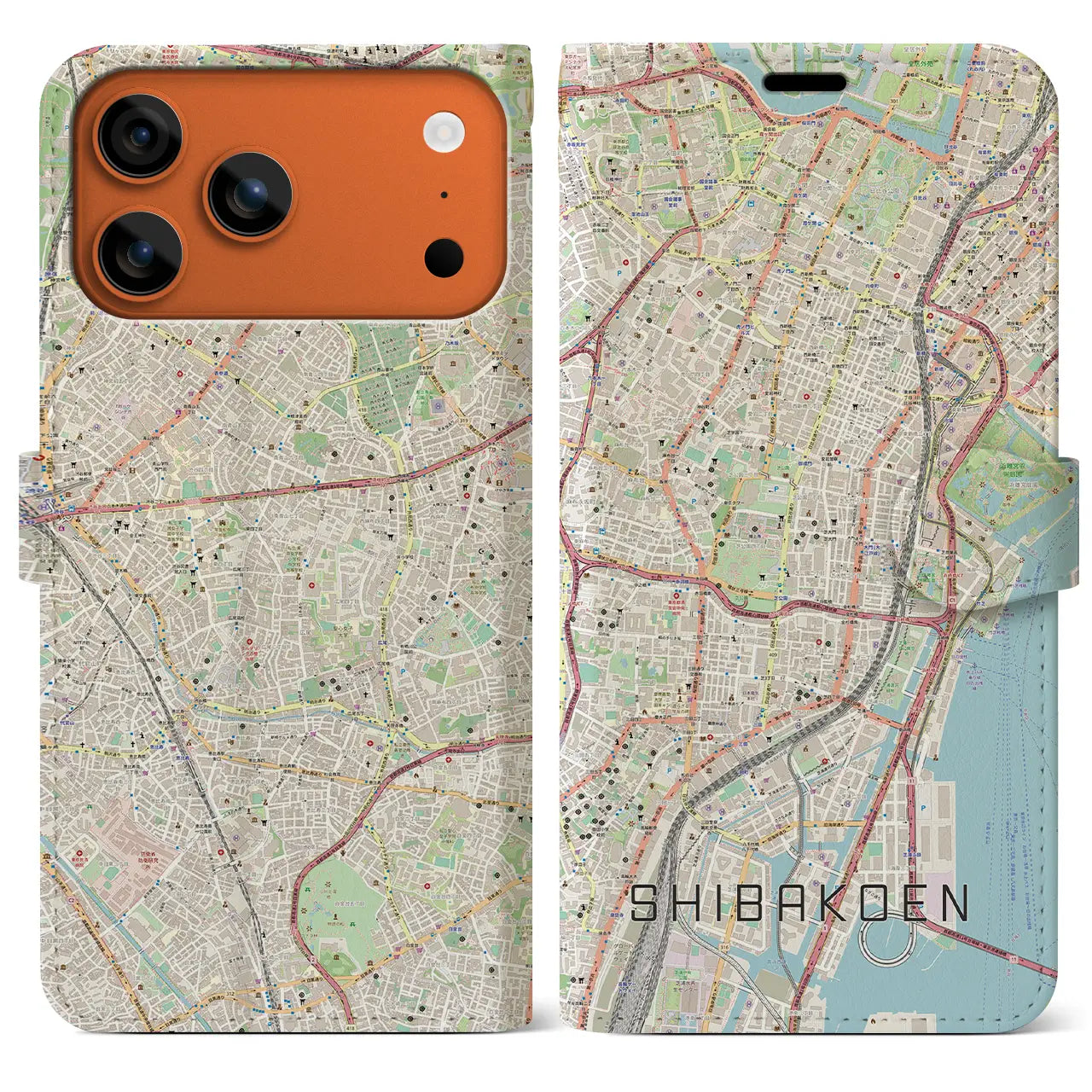 【芝公園(東京都)】地図柄iPhoneケース(手帳タイプ)