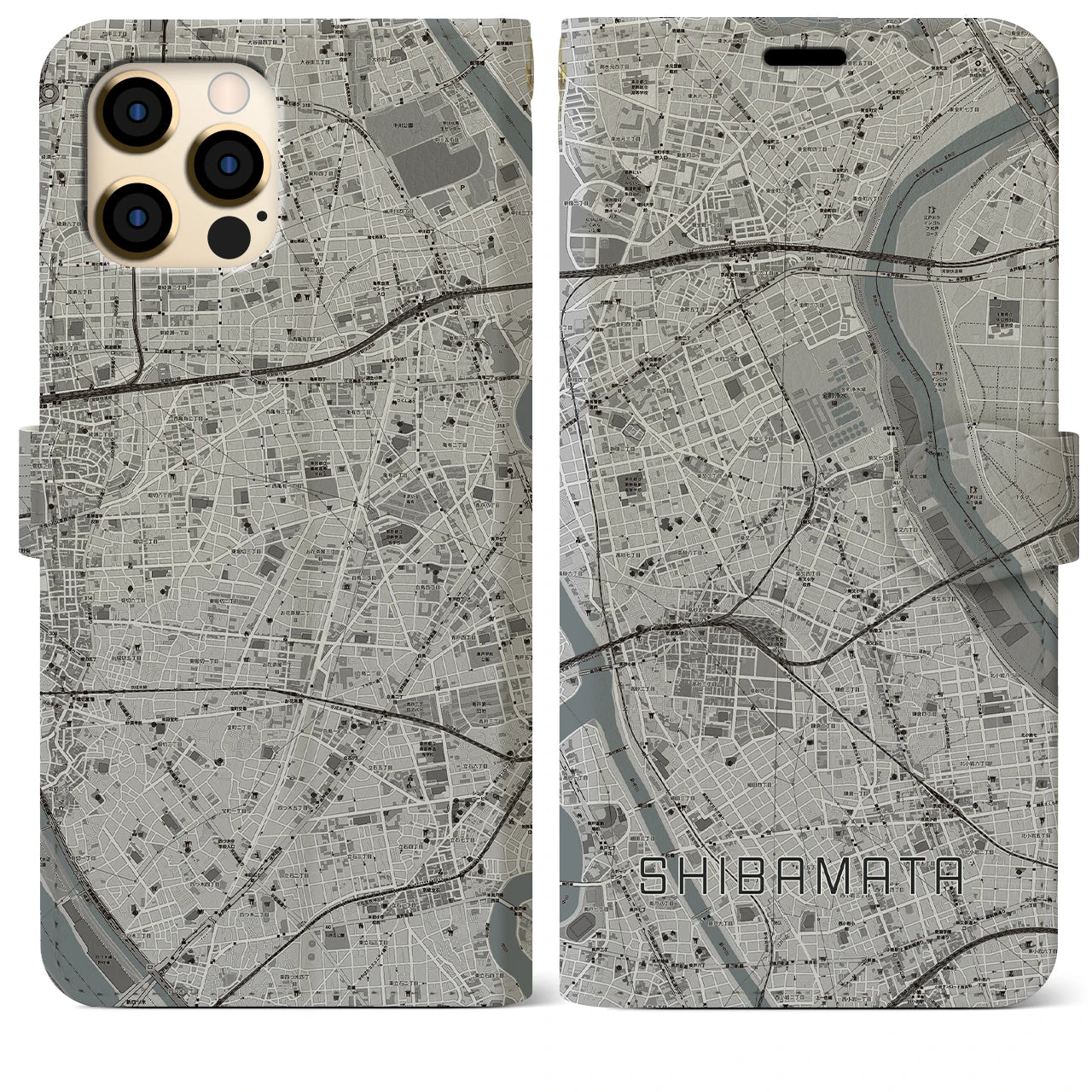 【柴又(東京都)】地図柄iPhoneケース(手帳タイプ)