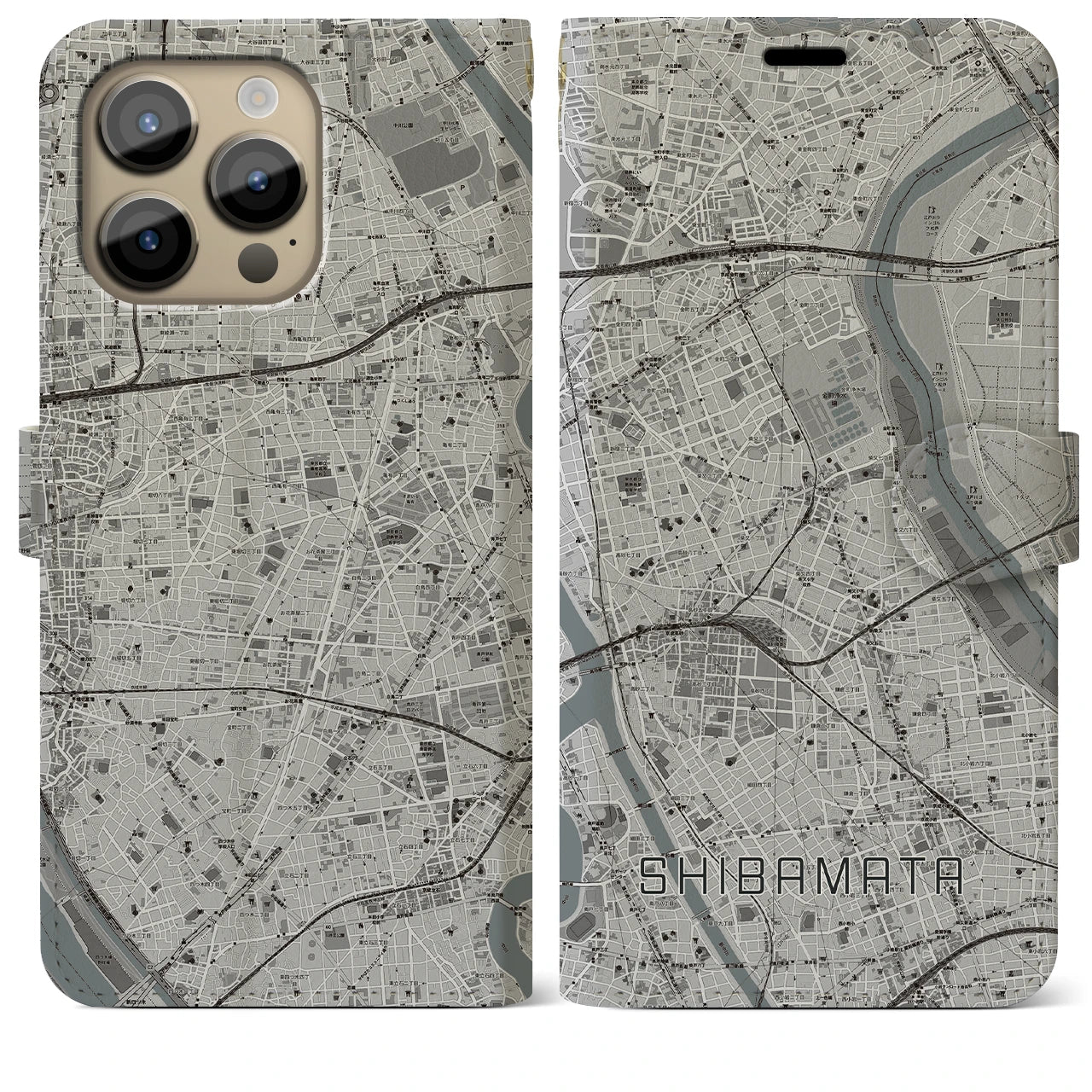 【柴又(東京都)】地図柄iPhoneケース(手帳タイプ)