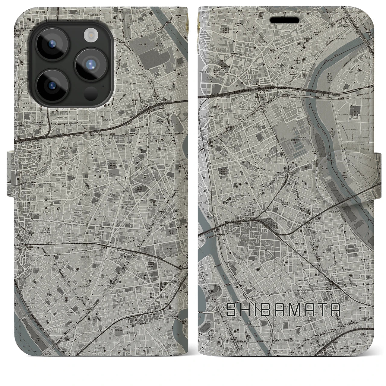 【柴又(東京都)】地図柄iPhoneケース(手帳タイプ)