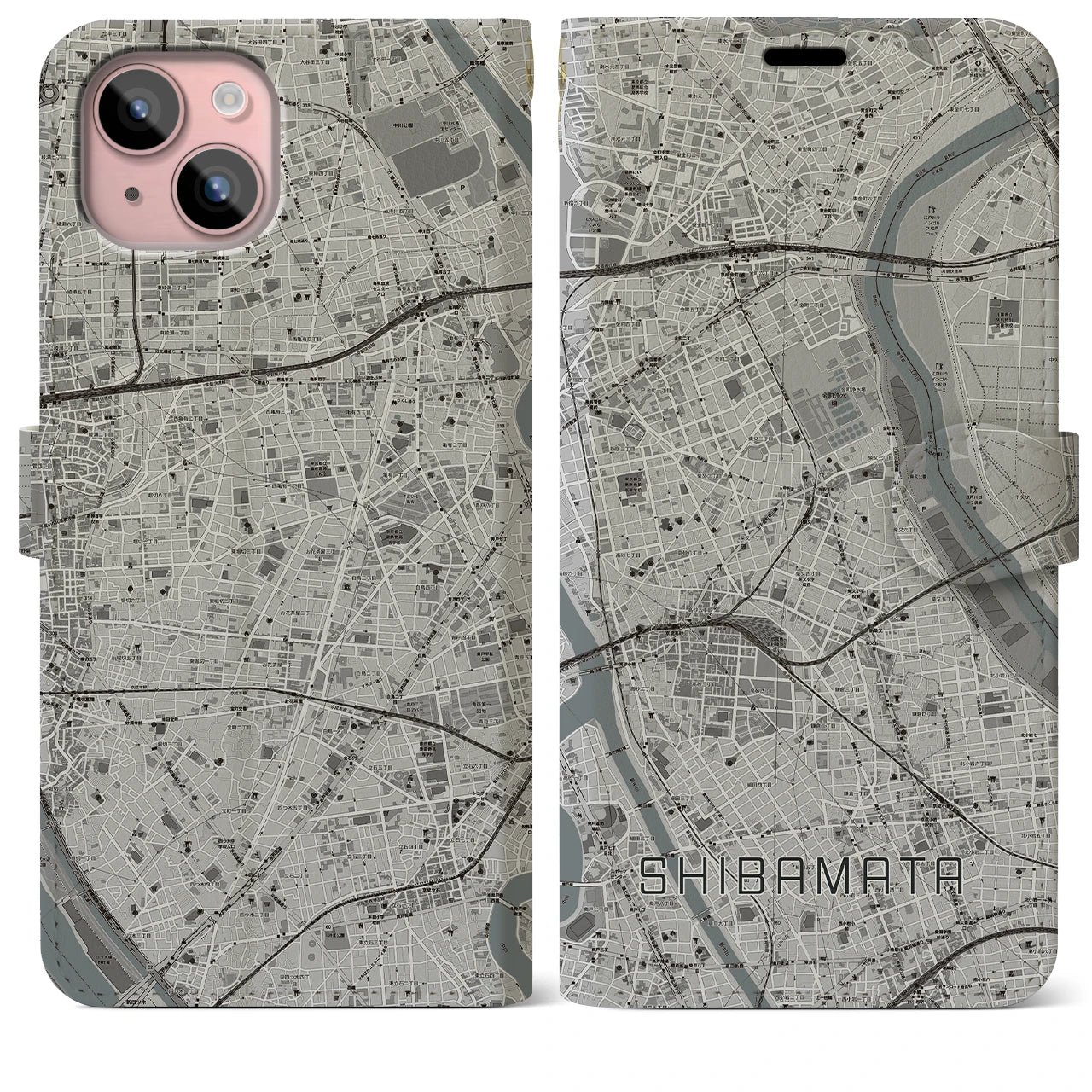 【柴又(東京都)】地図柄iPhoneケース(手帳タイプ)