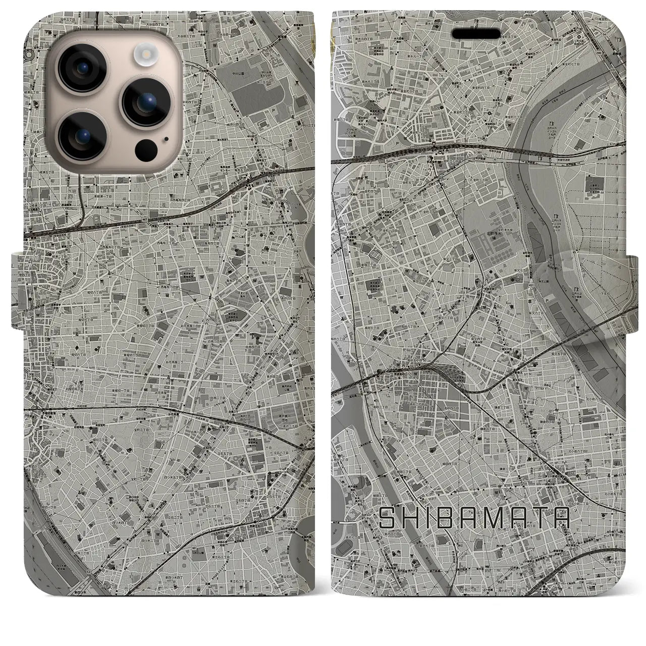 【柴又(東京都)】地図柄iPhoneケース(手帳タイプ)