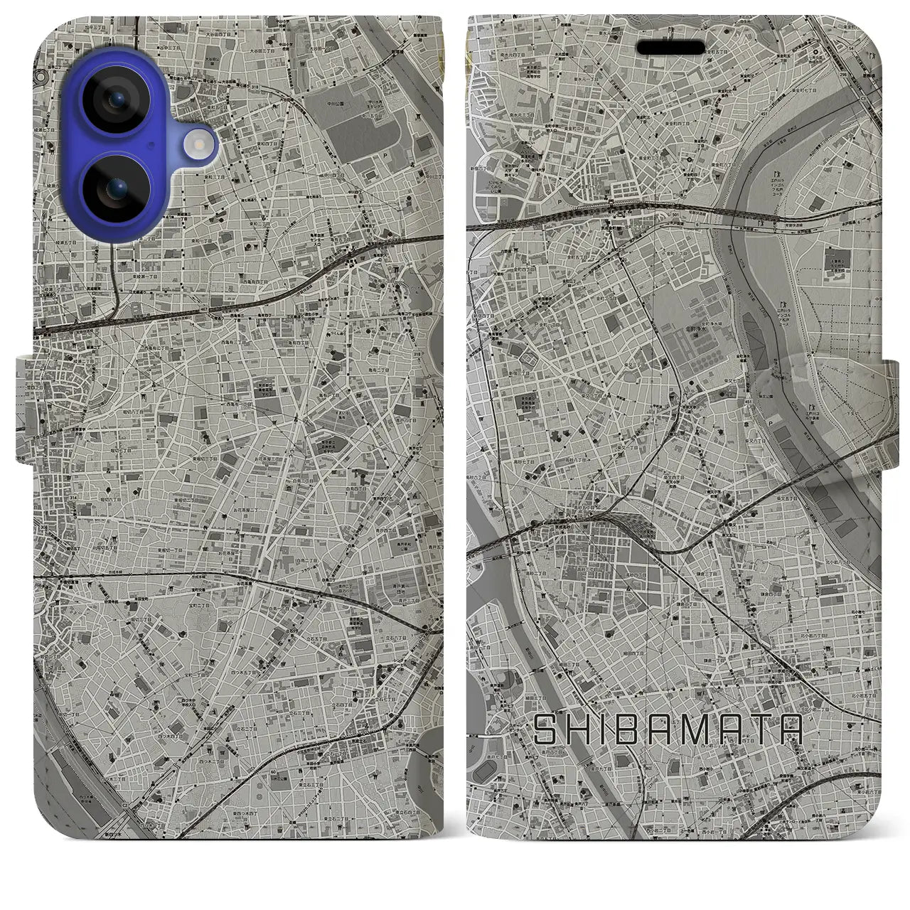 【柴又(東京都)】地図柄iPhoneケース(手帳タイプ)