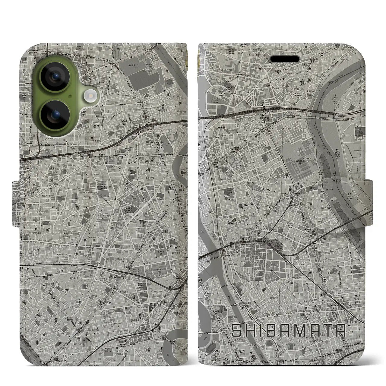 【柴又(東京都)】地図柄iPhoneケース(手帳タイプ)