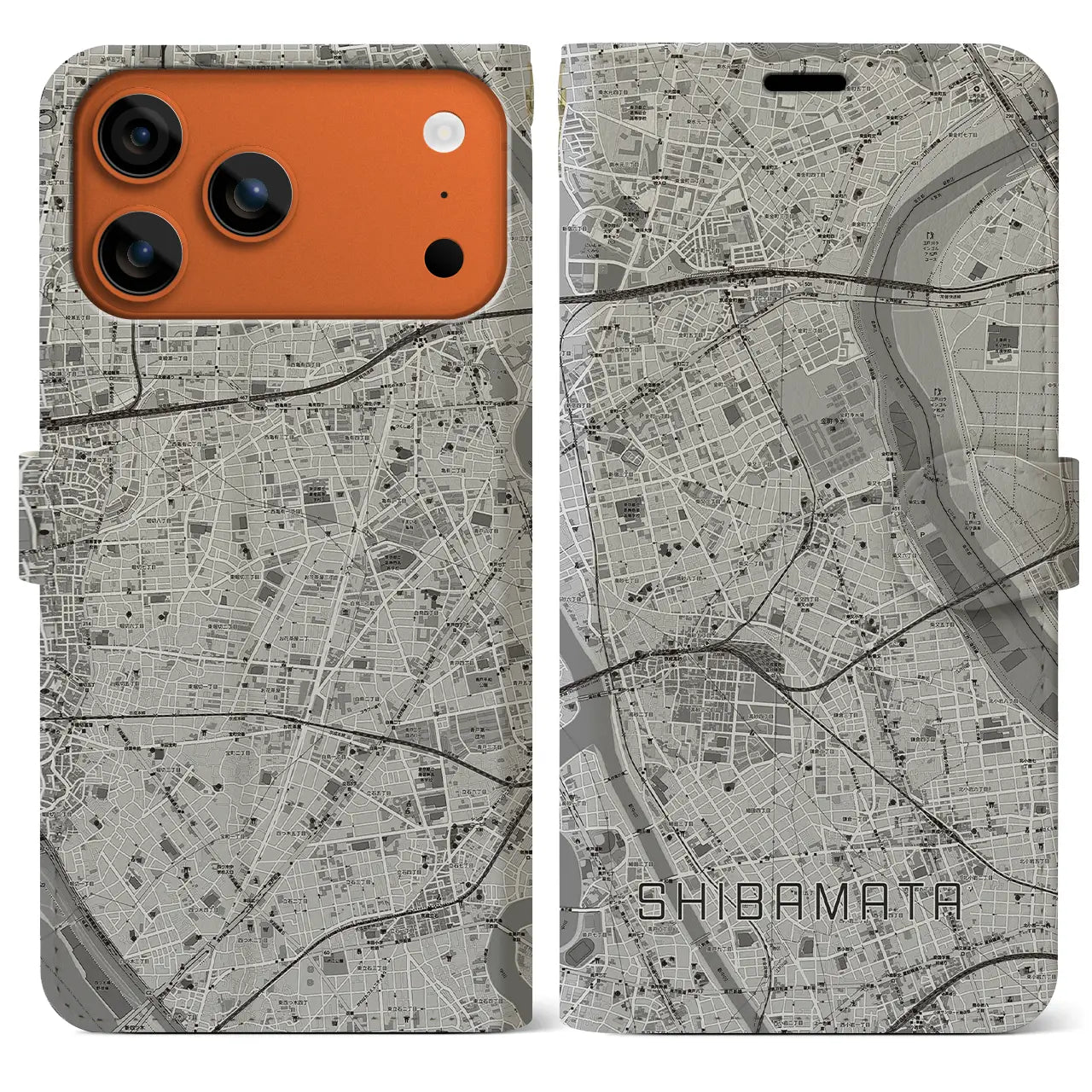 【柴又(東京都)】地図柄iPhoneケース(手帳タイプ)