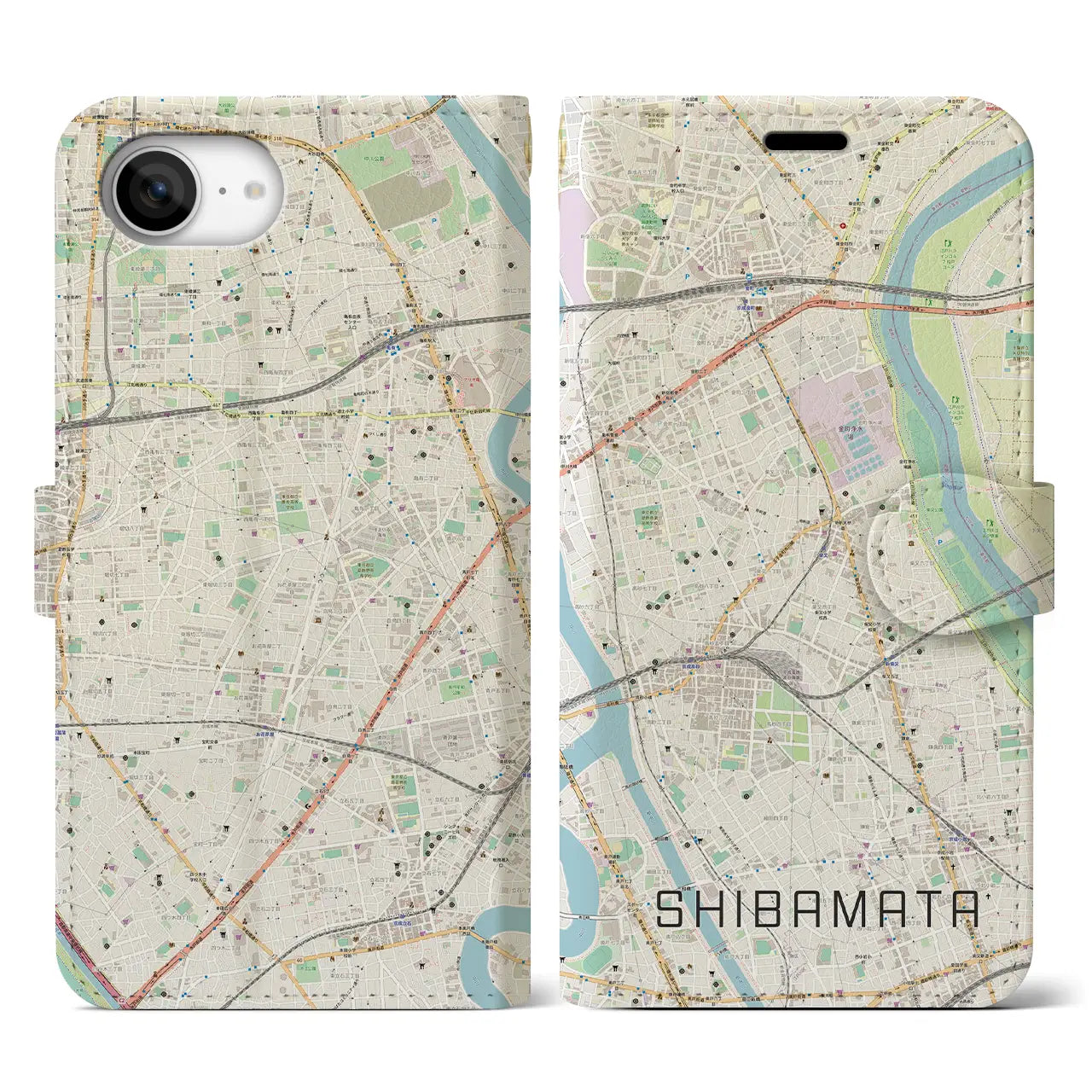 【柴又(東京都)】地図柄iPhoneケース(手帳タイプ)