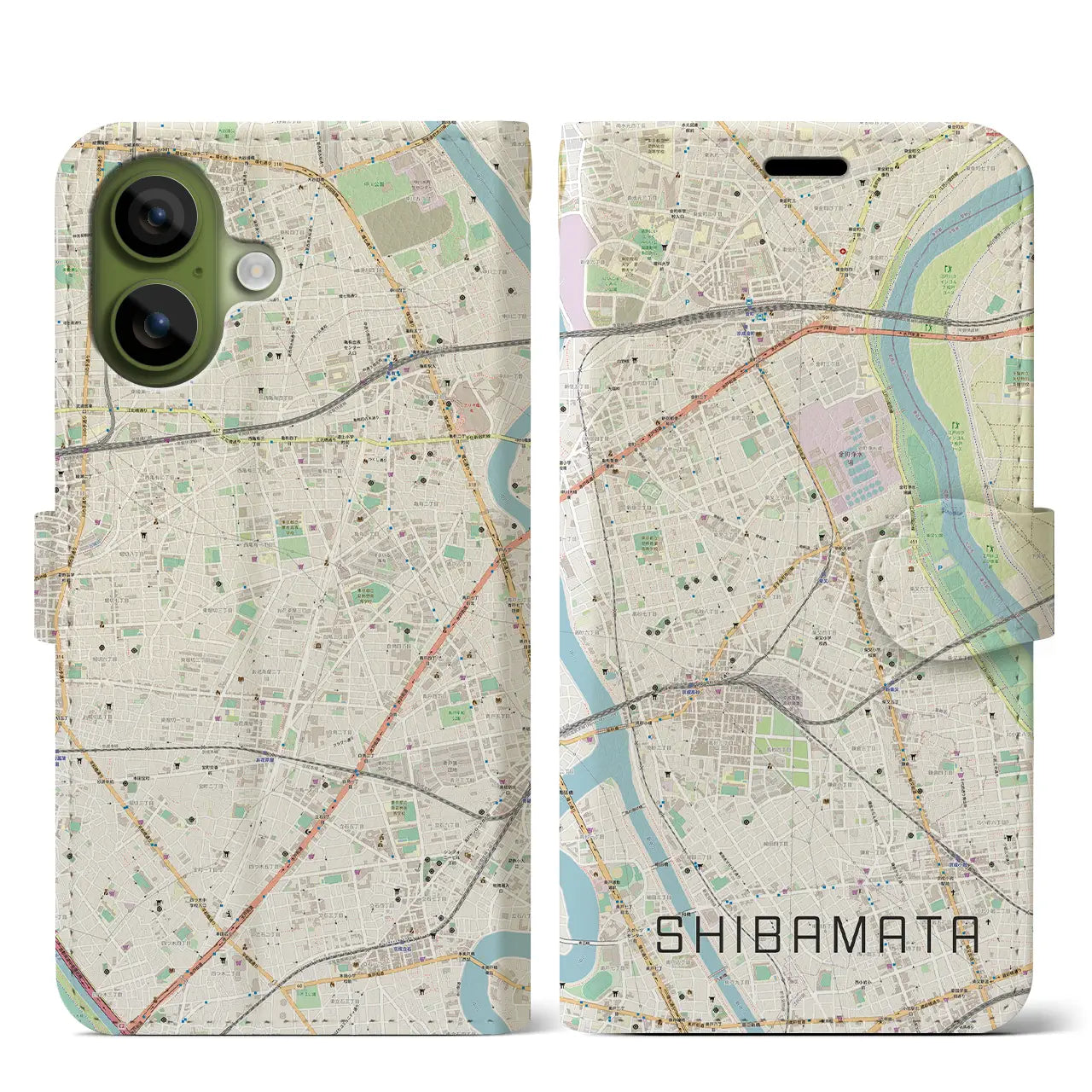 【柴又(東京都)】地図柄iPhoneケース(手帳タイプ)