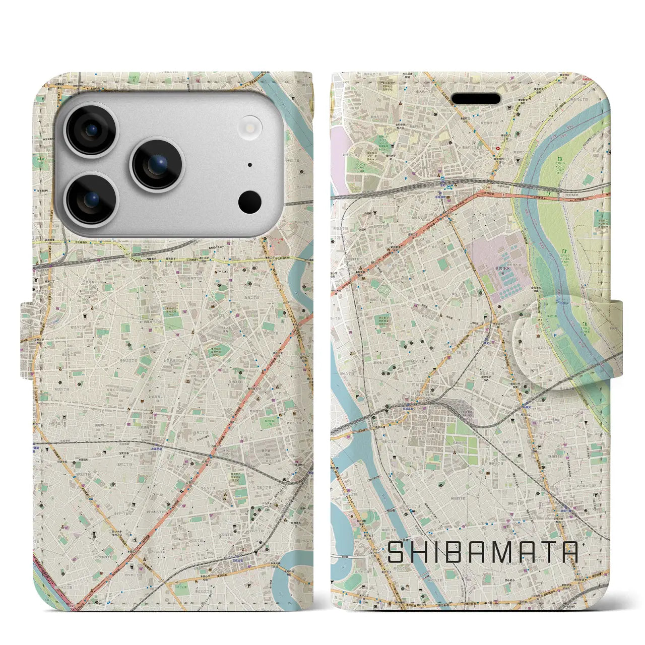【柴又(東京都)】地図柄iPhoneケース(手帳タイプ)