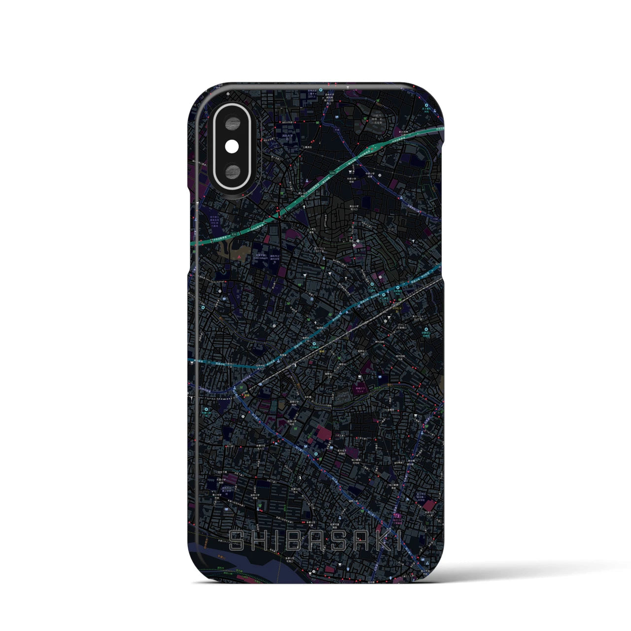 【柴崎(東京都)】地図柄iPhoneケース(バックカバータイプ)