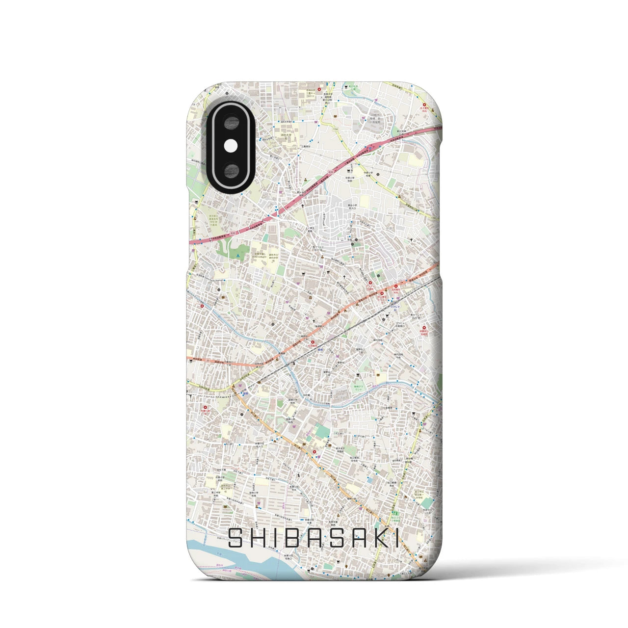 【柴崎(東京都)】地図柄iPhoneケース(バックカバータイプ)