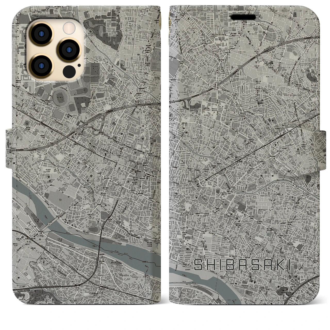 【柴崎(東京都)】地図柄iPhoneケース(手帳タイプ)