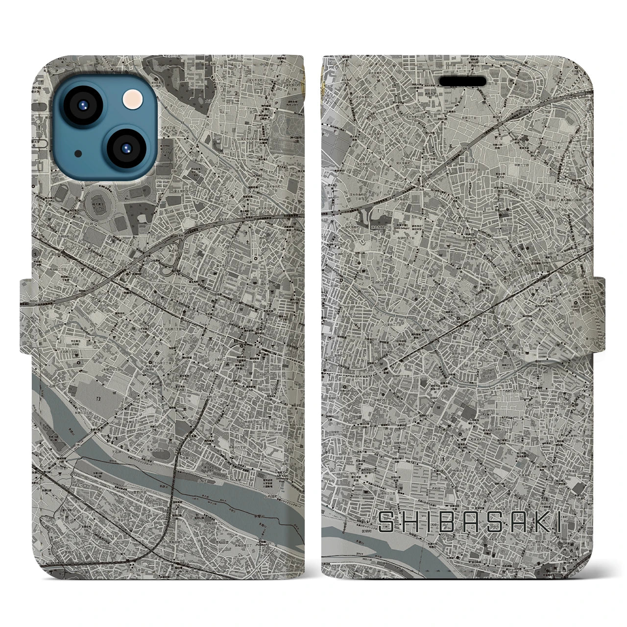 【柴崎(東京都)】地図柄iPhoneケース(手帳タイプ)