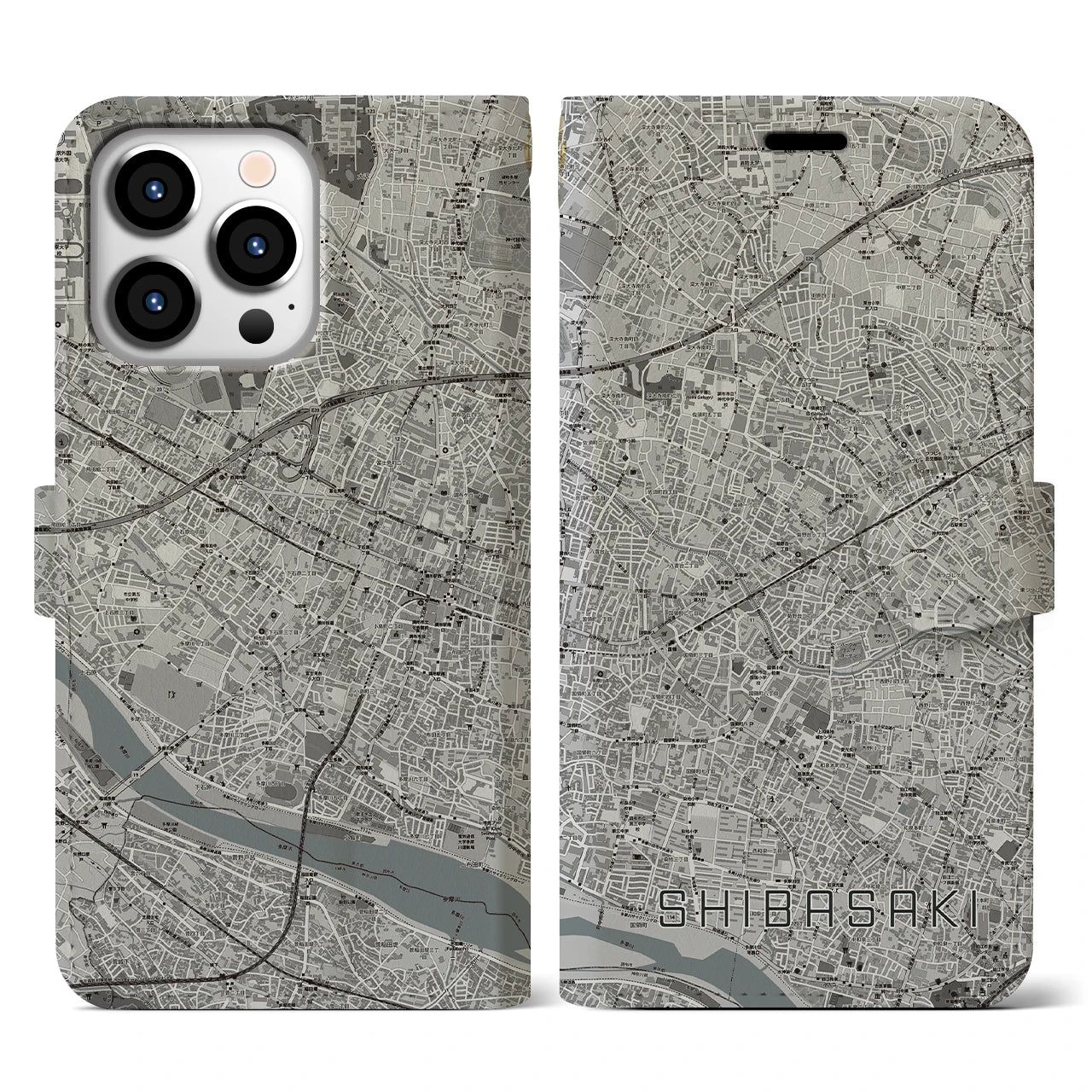 【柴崎(東京都)】地図柄iPhoneケース(手帳タイプ)