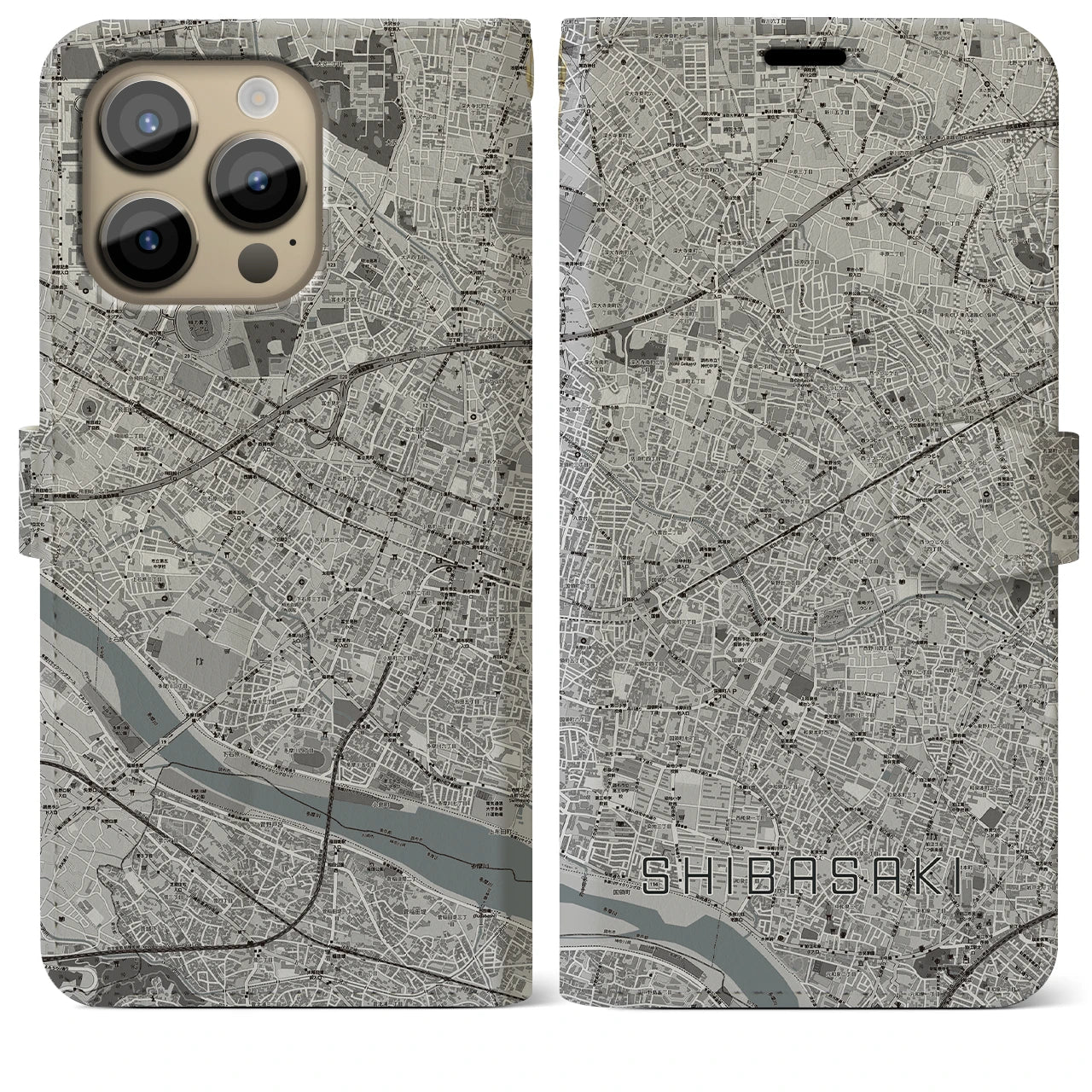 【柴崎(東京都)】地図柄iPhoneケース(手帳タイプ)