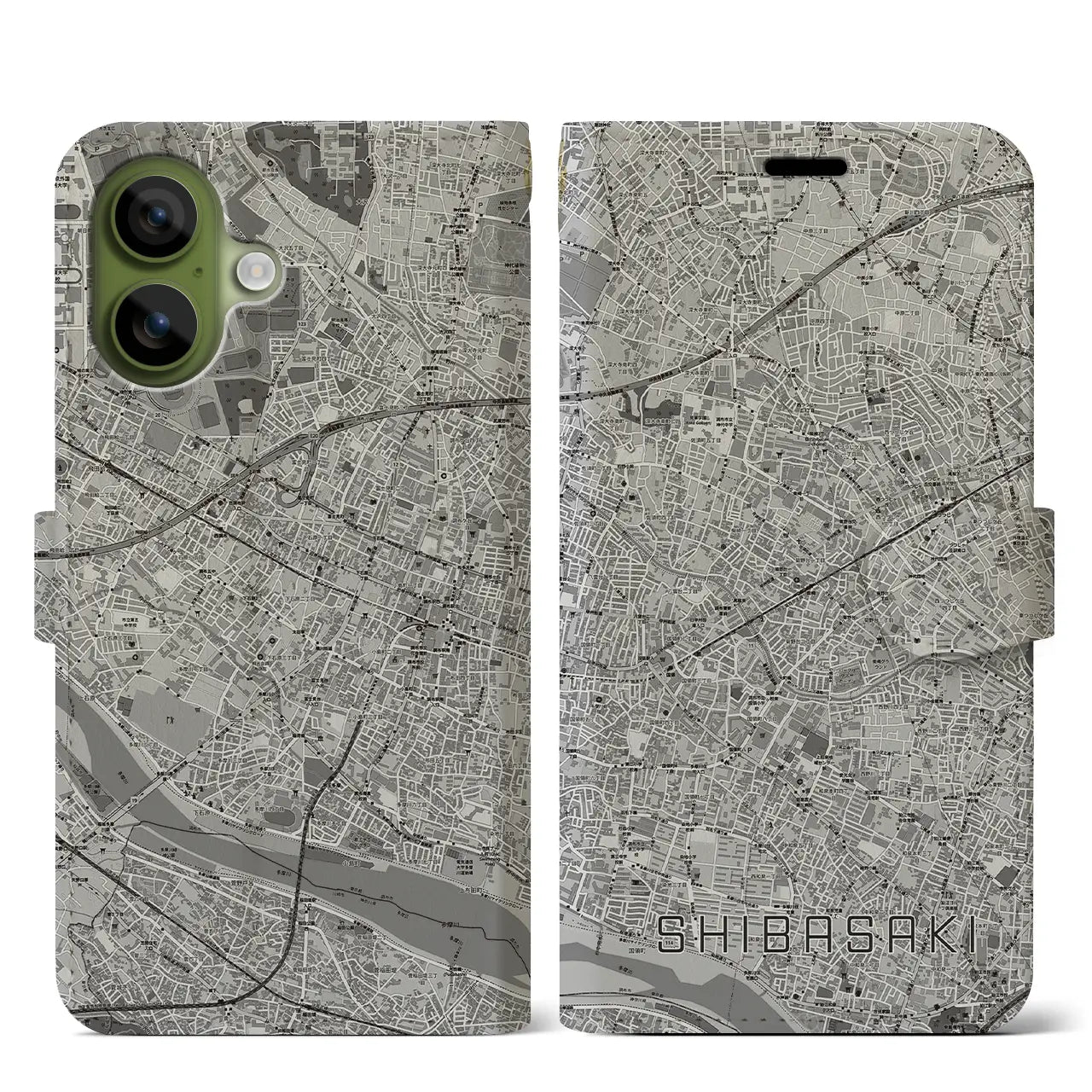 【柴崎(東京都)】地図柄iPhoneケース(手帳タイプ)