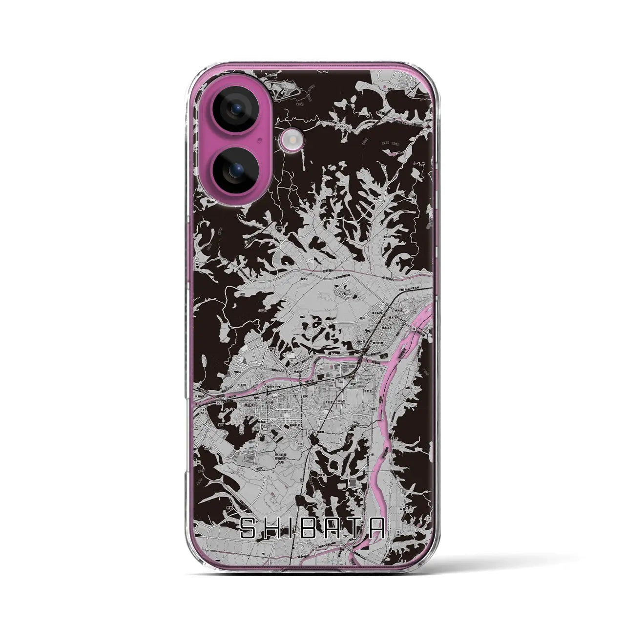 【柴田(宮城県)】地図柄iPhoneケース(クリアタイプ)モノトーン・iPhone 16 Pro 用