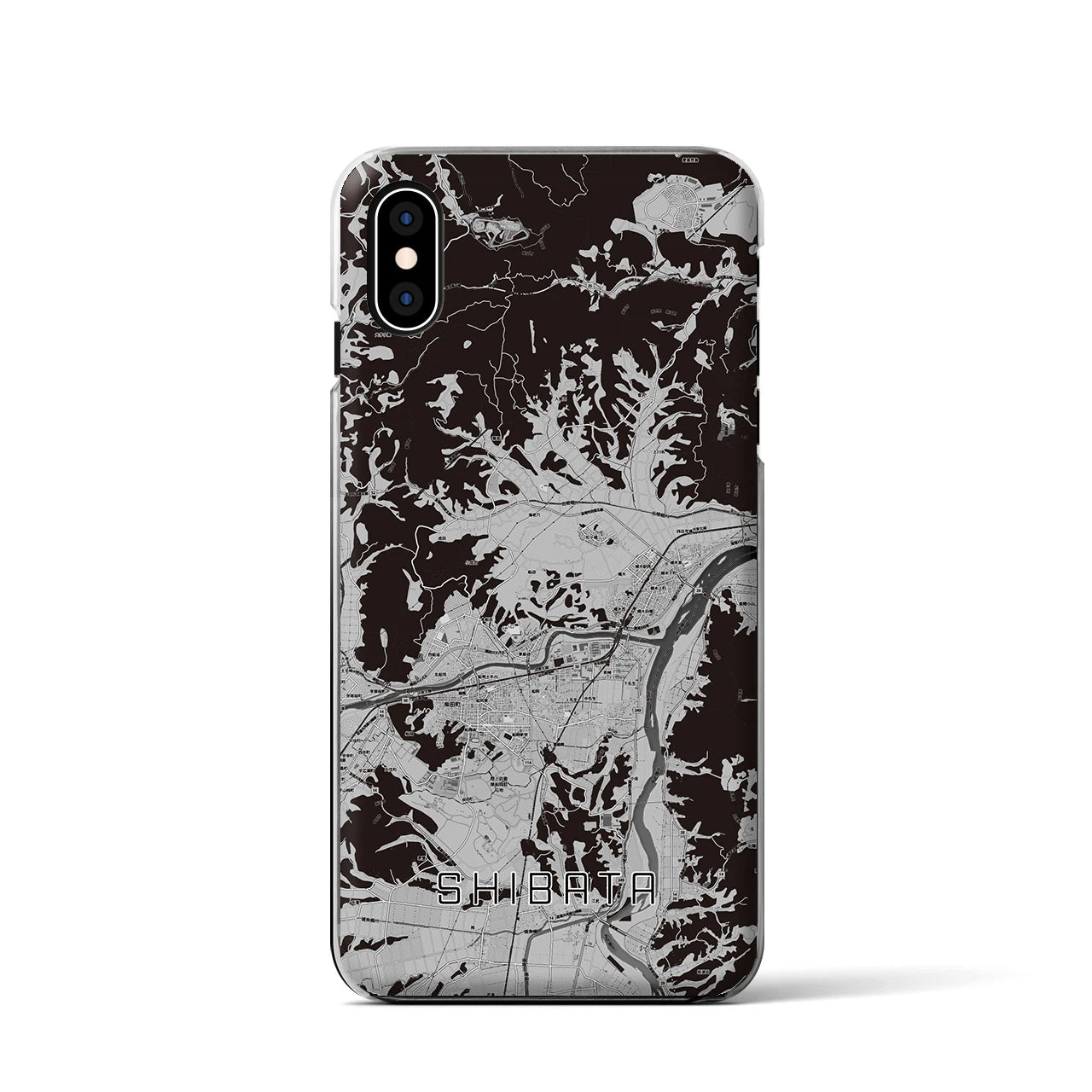 【柴田(宮城県)】地図柄iPhoneケース(クリアタイプ)モノトーン・iPhone XS / X 用