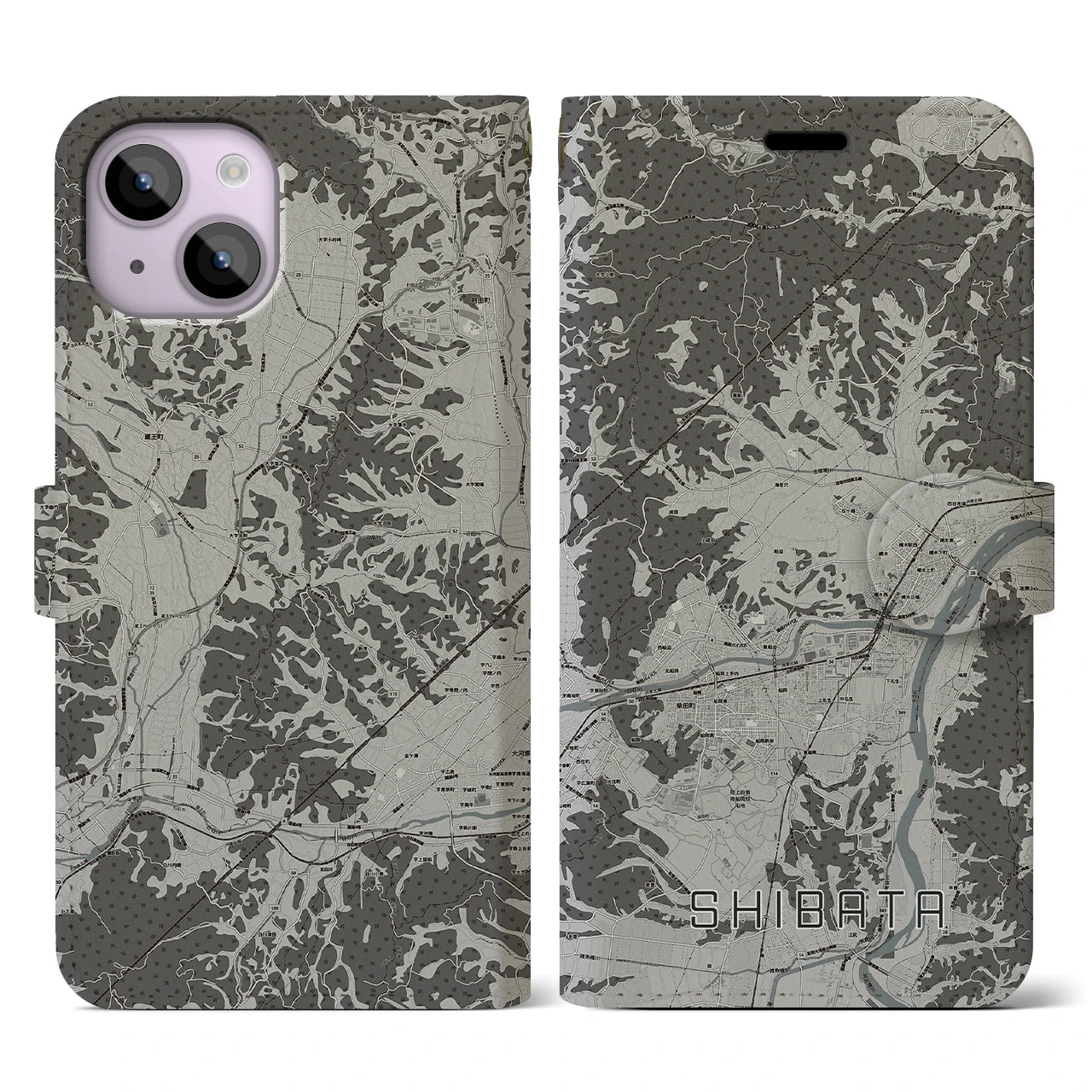 【柴田(宮城県)】地図柄iPhoneケース(手帳タイプ)