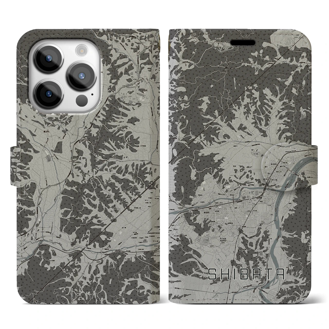 【柴田(宮城県)】地図柄iPhoneケース(手帳タイプ)