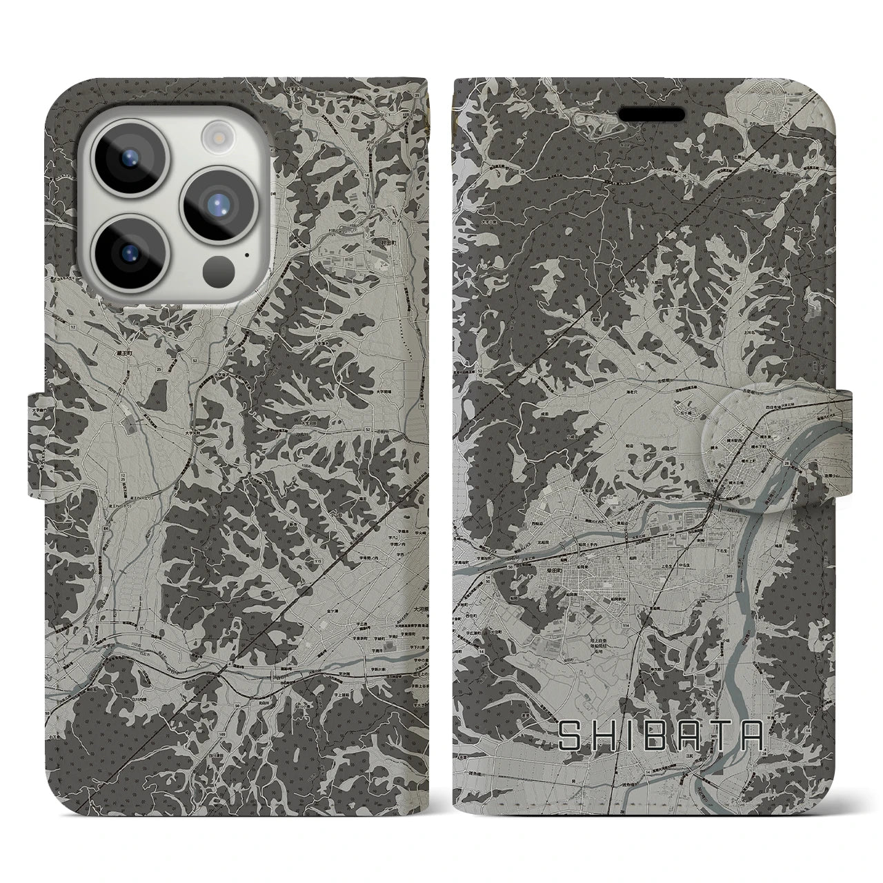 【柴田(宮城県)】地図柄iPhoneケース(手帳タイプ)