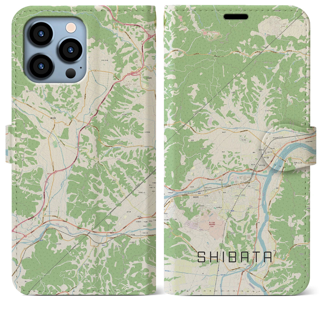 【柴田(宮城県)】地図柄iPhoneケース(手帳タイプ)