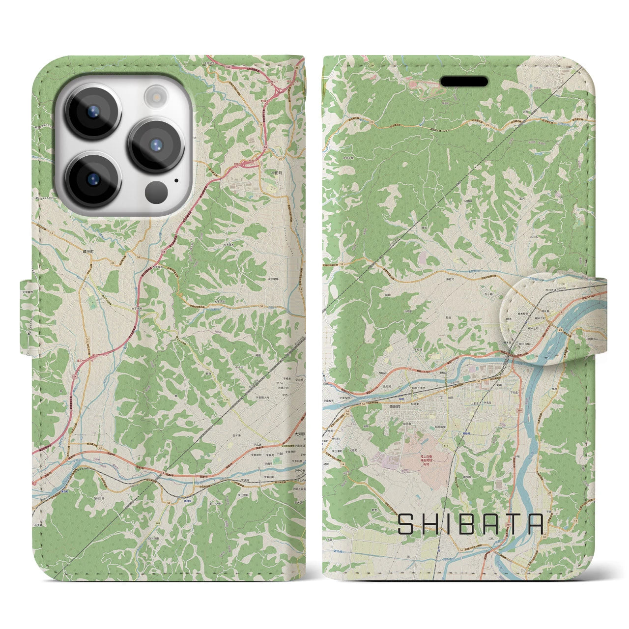 【柴田(宮城県)】地図柄iPhoneケース(手帳タイプ)