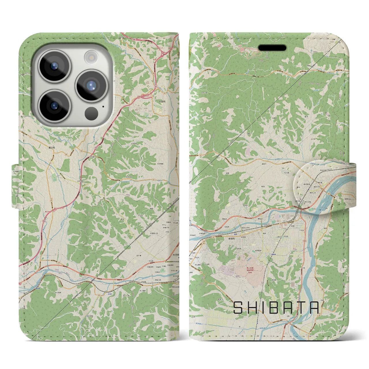 【柴田(宮城県)】地図柄iPhoneケース(手帳タイプ)