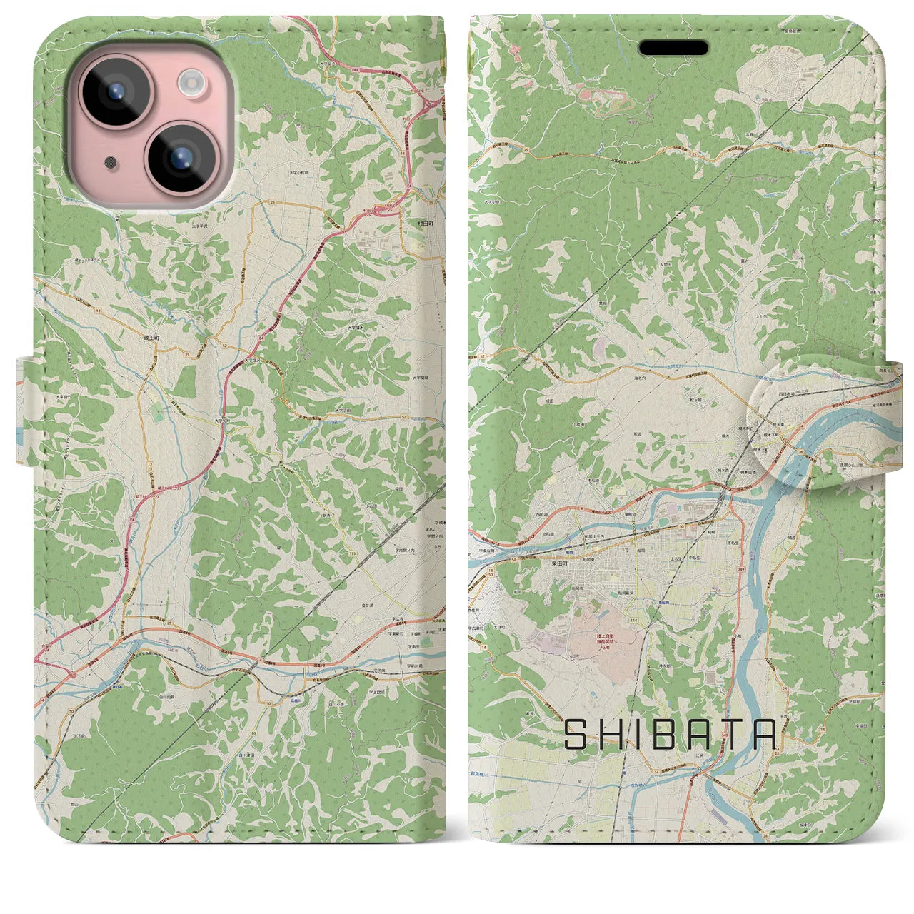 【柴田(宮城県)】地図柄iPhoneケース(手帳タイプ)