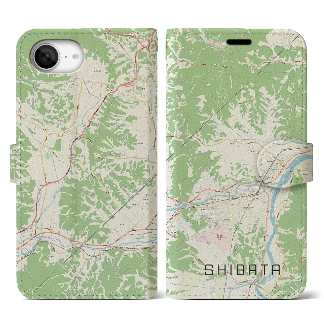【柴田(宮城県)】地図柄iPhoneケース(手帳タイプ)