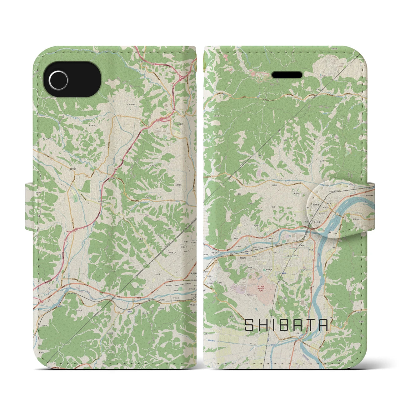 【柴田(宮城県)】地図柄iPhoneケース(手帳タイプ)